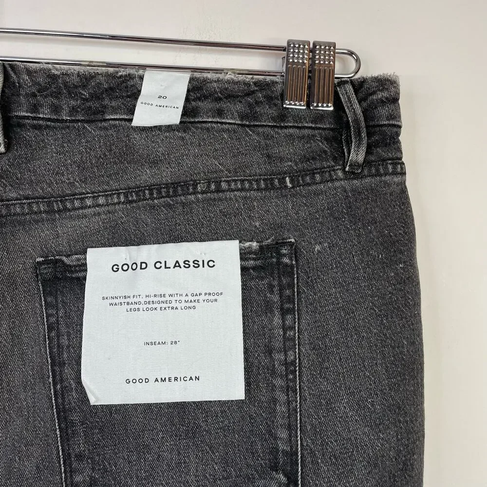 Good American Good Classic Low Waist Fray Black Gray Ankle Jeans womens 20 new - Picture 9 of 16